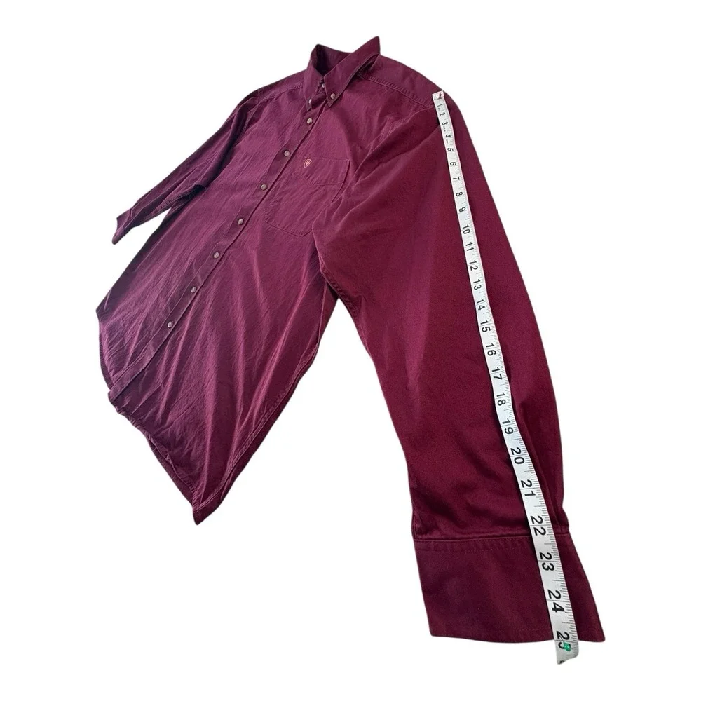 Ariat XXL Maroon Long Sleeve Button Front Shirt Western Casual‎ Mens